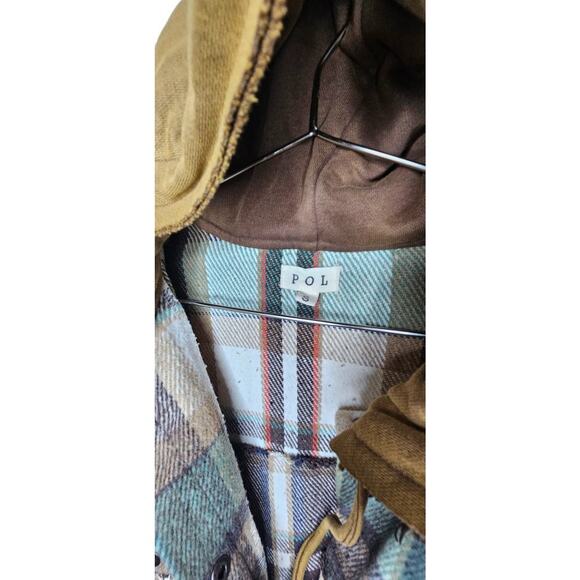 New without tags POL, Plaid Trucker Jacket, Sage Mocha Oversized Cotton SZ S - Picture 8 of 12